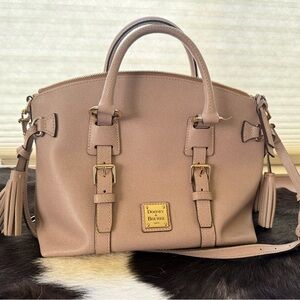 Dooney & Bourke Pebble Grain Large Domed Satchel in Taupe - Excellent Condition